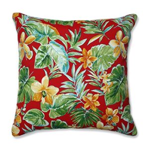 Pillow Perfect Outdoor/Indoor Beachcrest Poppy Floor Pillow, 25" x 25", Red