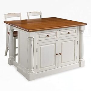 homestyles monarch kitchen island set, with 2 stools, off-white