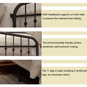 alazyhome Metal Bed Frame Queen Size Platform No Box Spring Needed with Vintage Headboard and Footboard Premium Steel Slat Support Mattress Foundation Black.