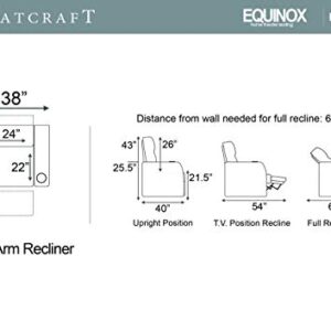 Seatcraft Equinox - Home Theater Seating - Top Grain Leather - Power Recline - Powered Headrest and Lumbar Support - Arm Storage - USB Charging - Cup Holders - Single Recliner, Black