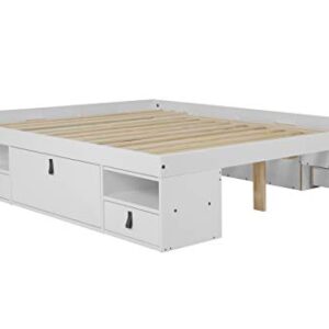 memomad Bali Storage Platform Bed with Drawers (King Size, Off White)