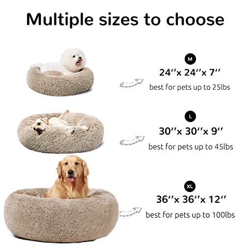 HACHIKITTY Dog Beds Calming Donut Cuddler, Puppy Dog Beds Large Dogs, Indoor Dog Calming Beds Large,30''