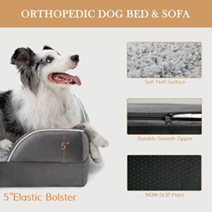 Comfort Expression Waterproof Orthopedic Dog Bed Foam Dog Beds for Extra Large Dogs Durable Dog Sofa The Pet Bed Washable Removable Cover with Zipper and Non-Slip Bottom Bolster XL Large Dog Beds