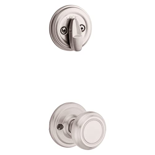 Kwikset 800CEXCN 15 SMT CP Chelsea Single Cylinder Handle set with Cameron Knob Featuring SmartKey, Satin Nickel