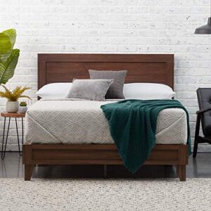 edenbrook delta queen bed frame with headboard – wood platform bed frame – wood slat support- no box spring needed – compatible with all mattress types – rustic mahogany
