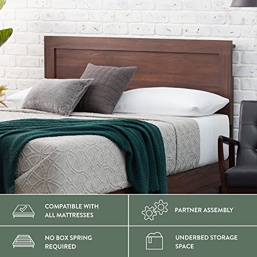 Edenbrook Delta Queen Bed Frame with Headboard – Wood Platform Bed Frame - Wood Slat Support- No Box Spring Needed - Compatible with All Mattress Types - Rustic Mahogany