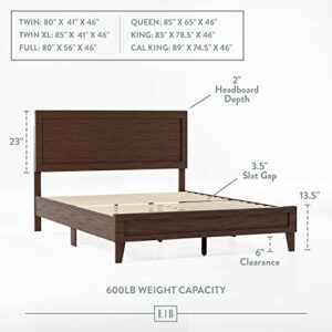 Edenbrook Delta Queen Bed Frame with Headboard – Wood Platform Bed Frame - Wood Slat Support- No Box Spring Needed - Compatible with All Mattress Types - Rustic Mahogany