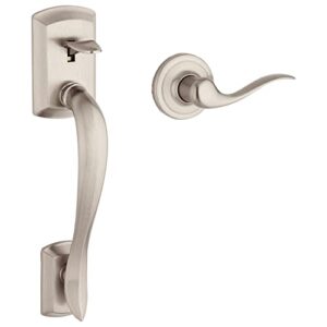 kwikset 98150-002 avalon exterior handle only with tustin right left-handed levers in, satin nickel