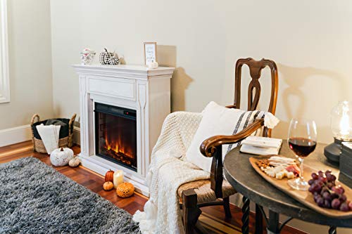 e-Flame USA Breckenridge Electric Fireplace Stove Mantel Surround - 41-inch - Rustic White Finish
