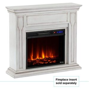 e-Flame USA Breckenridge Electric Fireplace Stove Mantel Surround - 41-inch - Rustic White Finish