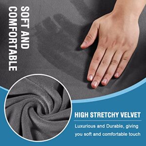 Sofa Cover 2 Piece T Cushion Armchair Slipcovers Thick Velvet Couch Cover Furniture Protector Stretch T Cushion Sofa Covers for 1 Cushion Couch with 1 Individual T Cushion Covers Washable, Grey