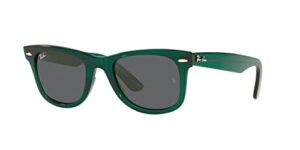 ray-ban rb2140 original wayfarer colorblock square sunglasses, transparent green/dark grey, 50 mm