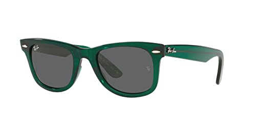 Ray-Ban RB2140 Original Wayfarer ColoRBlock Square Sunglasses, Transparent Green/Dark Grey, 50 mm