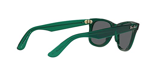 Ray-Ban RB2140 Original Wayfarer ColoRBlock Square Sunglasses, Transparent Green/Dark Grey, 50 mm