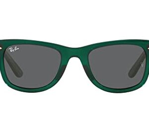 Ray-Ban RB2140 Original Wayfarer ColoRBlock Square Sunglasses, Transparent Green/Dark Grey, 50 mm