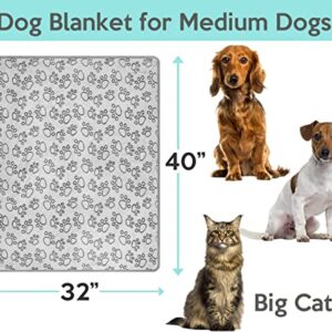 Stuffed Premium Soft Dog Blanket, with Flannel Grey Cute Paw Print, 40 * 32 inches