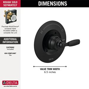 DELTA FAUCET T14032-BL Woodhurst Diverter Valve, Without Rough, Matte Black