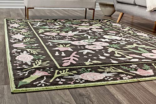 Rugs America Onyx & Pink Gardenias Transitional Rug Gardenia Pink Onyx VA30A 2'0"X4'0" Area Rug