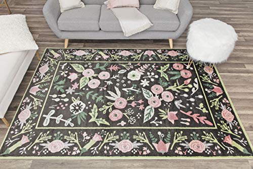 Rugs America Onyx & Pink Gardenias Transitional Rug Gardenia Pink Onyx VA30A 2'0"X4'0" Area Rug