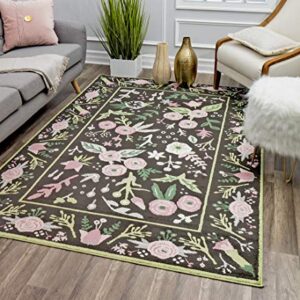 Rugs America Onyx & Pink Gardenias Transitional Rug Gardenia Pink Onyx VA30A 2'0"X4'0" Area Rug