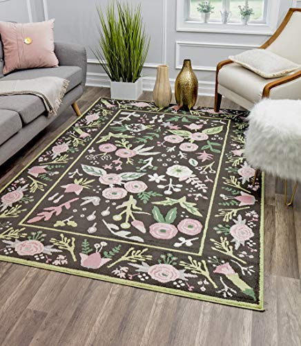 Rugs America Onyx & Pink Gardenias Transitional Rug Gardenia Pink Onyx VA30A 2'0"X4'0" Area Rug