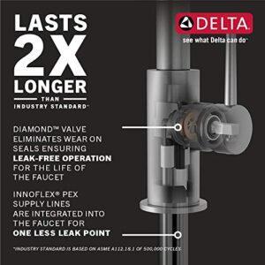 Delta Faucet Essa Matte Black Bar Faucet with Pull Down Sprayer, Black Bar Sink Faucet Single Hole, Wet Bar Faucets Single Hole, Prep Sink Faucet, Black Kitchen Faucet, Matte Black 9913-BL-DST