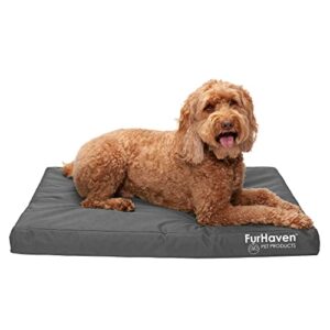 deluxe mattress dog bed – indoor/outdoor oxford solid orthopedic foam / stone gray / large