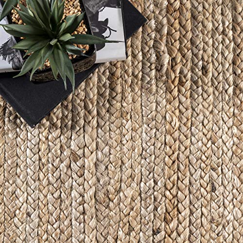 nuLOOM Rigo Hand Woven Farmhouse Jute Area Rug, 8' x 10', Natural