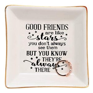 home smile good friends bestie gifts for her ring trinket dish jewelry tray-good friends are like stars – you don’t always see them but you know they’re always there