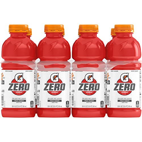 (8 Count) Gatorade G Zero Thirst Quencher, Fruit Punch, 20 fl oz