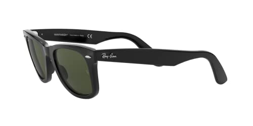 Ray-Ban RB2140 Original Wayfarer Square Sunglasses, Black/G-15 Green, 54 mm