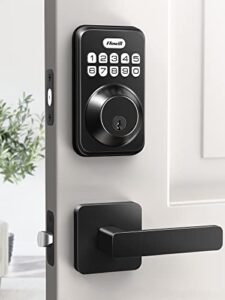keyless entry door lock with 2 handles, zowill electronic keypad deadbolt, auto-locking, anti-peeping password, digital smart code door lock, front door handle sets, matte black
