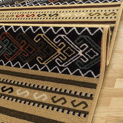 Antep Rugs Alfombras Non-Skid (Non-Slip) 8x10 Rubber Backing Moroccan Geometric Low Profile Pile Indoor Area Rugs (Beige, 8' x 10'3")