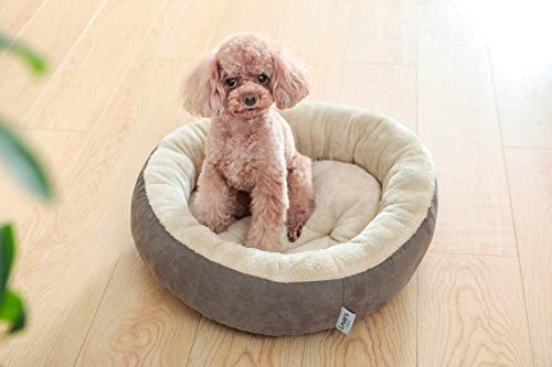 Love's cabin Round Donut Cat and Dog Cushion Bed, 20in Pet Bed for Cats or Small Dogs, Anti-Slip & Water-Resistant Bottom, Super Soft Durable Fabric Pet beds, Washable Luxury Cat & Dog Bed Gray