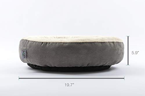 Love's cabin Round Donut Cat and Dog Cushion Bed, 20in Pet Bed for Cats or Small Dogs, Anti-Slip & Water-Resistant Bottom, Super Soft Durable Fabric Pet beds, Washable Luxury Cat & Dog Bed Gray