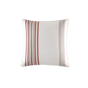 madison park newport printed stripe 3m scotchgard outdoor square pillow for patio garden and courtyard, 20×20, coral/white