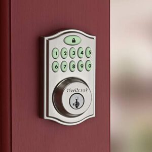 Kwikset 914 Traditional Keypad SmartCode Electronic Deadbolt Smart Lock featuring SmartKey Security and ZigBee 3.0 Technology in Satin Nickel