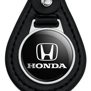 Black Leather Honda Logo Keychain