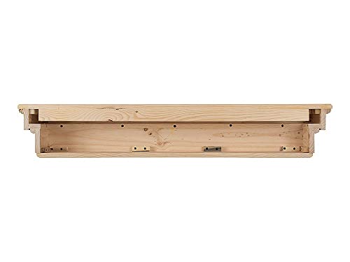 72 Inch Floating Fireplace Mantel Wood Shelf In Unfinished - Salem From Mantels Direct | Corbel Bracket Arches Included | Wooden Rustic Wall Shelf Perfect for Electric Fireplaces and Décor