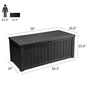 YITAHOME 120 Gallon Outdoor Storage Deck Box, Large Resin Patio Storage for Outdoor Pillows, Garden Tools and Pool-Supplies, Waterproof, Lockable (Black)