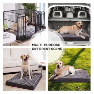 Large Orthopedic Dog Bed for Medium, Large and Extra Large Dogs, Egg-Crate Foam Pet Bed Mat with Rose Plush Removable Cover, Waterproof Lining, and Non-Slip Bottom, Machine Washable