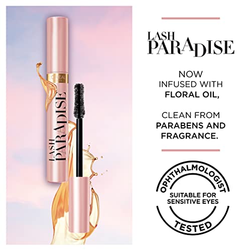 L'Oreal Paris Voluminous Makeup Lash Paradise Mascara, Voluptuous Volume, Intense Length, Feathery Soft Full Lashes, No Flaking, No Smudging, No Clumping, Blackest Black, 1 Count