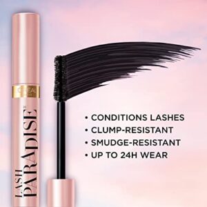 L'Oreal Paris Voluminous Makeup Lash Paradise Mascara, Voluptuous Volume, Intense Length, Feathery Soft Full Lashes, No Flaking, No Smudging, No Clumping, Blackest Black, 1 Count