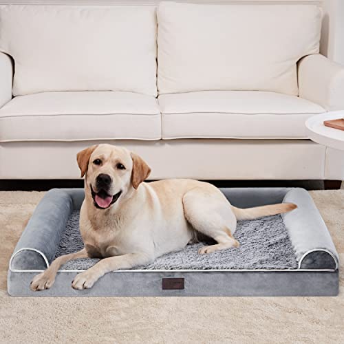 Figopage Orthopedic Dog Bed - Large/Extra Large Dogs Beds - Eggs Crate Foam Pet Dog Bed Mat Sofa with Waterproof Washable Cover, Couch Dog Beds for Medium, Large, Extra Large Pets