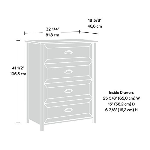 Sauder County Line 4 Drawer Chest, Salt Oak finish