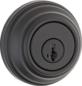 kwikset 980 deadbolt, keyed one side, featuring smartkey security in matte black