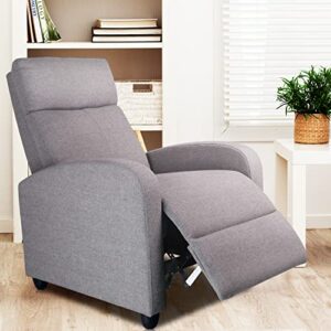 smug fabric home theater seating with lumbar support winback single sofa armchair reclining chair easy lounge, grey