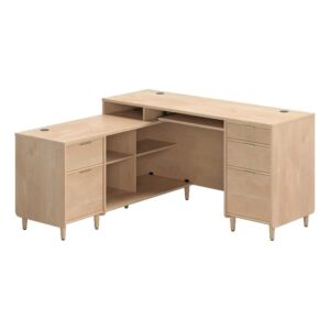 sauder clifford place engineered wood l-shaped desk in natural maple
