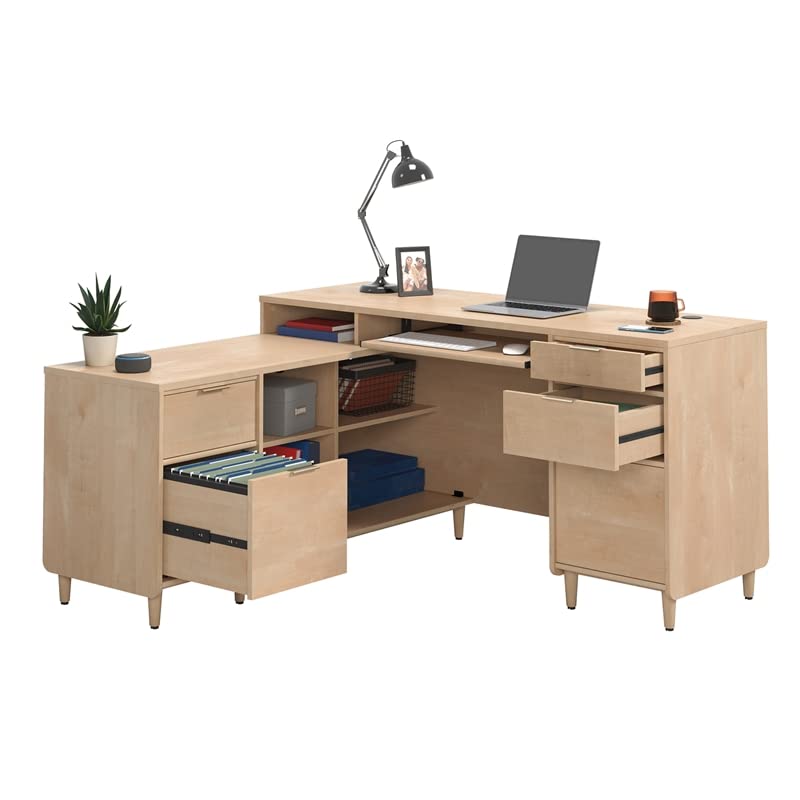 Sauder Clifford Place Engineered Wood L-Shaped Desk in Natural Maple