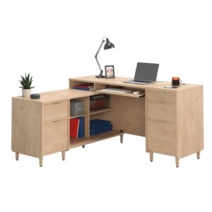 Sauder Clifford Place Engineered Wood L-Shaped Desk in Natural Maple